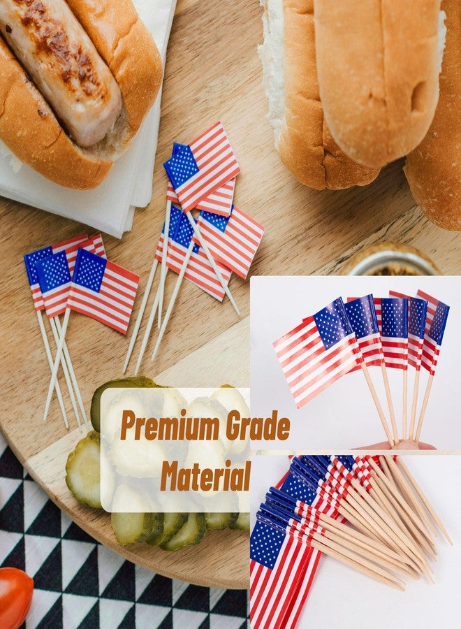 ANTETOK Small American Flags on Stick 100 Pack - USA Flag Toothpick for Cocktail Picks, Cupcake Toppers, Party Decorations - Food & Celebration Supplies - Image 5
